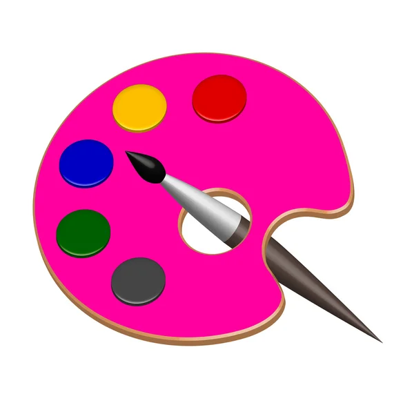 Palet boya ve fırça vektör ile — Stok Vektör