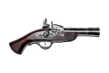 Pirate blunderbuss on a white background.Pirate boarding pistol on a white background. clipart