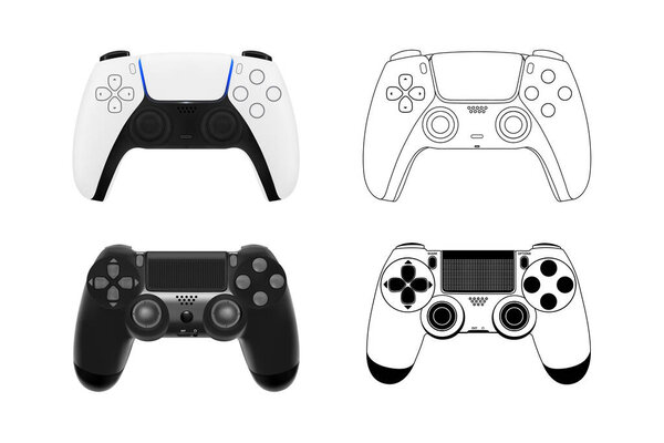 Игровой джойстик в векторе. Геймпад для консоли в векторе.
