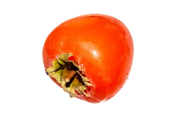 Succosa Cachi Maturi Isolati Uno Sfondo Bianco Frutta Esotica Arancione — Foto Stock