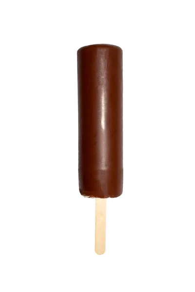 Crema Paleta Esmalte Chocolate Palillo Popsicle Chocolate Sobre Fondo Blanco — Foto de Stock