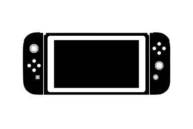 Beyaz arkaplanda vektör olarak taşınabilir cep oyunu konsolu. Modern bir oyun konsolunun logosu.
