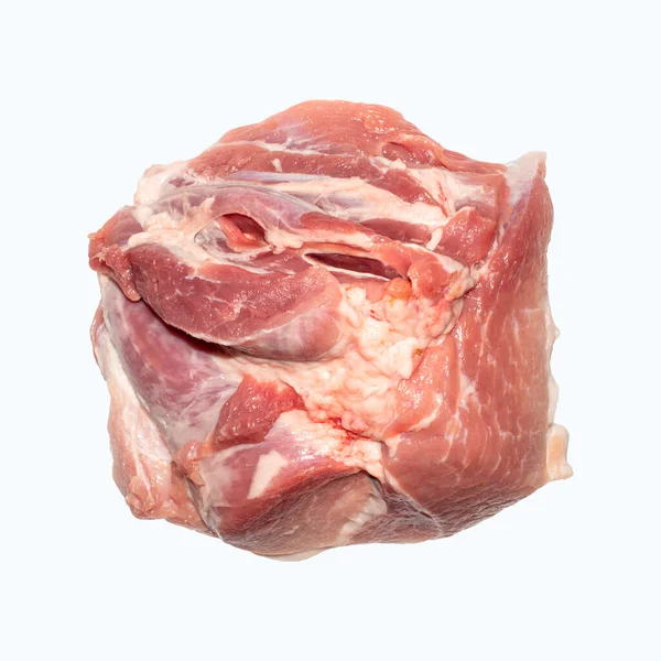 Kawałek Świeżego Mięsa Wieprzowego Białym Tle Wieprzowa Polędwica Widok Góry — Zdjęcie stockowe