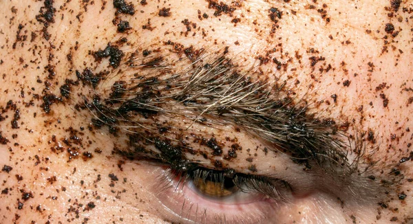 Coffee Scrub Skin Face Natural Coffee Mask Man Face Man — Stock Photo, Image