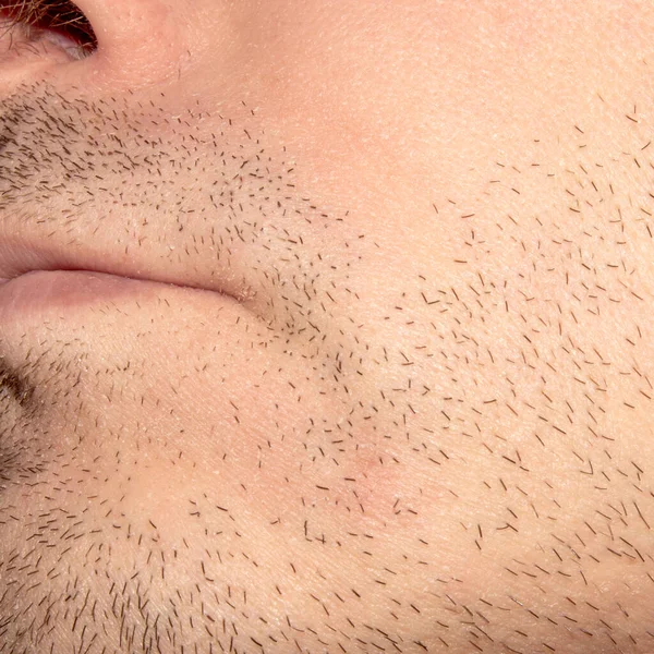 Unshaven Stubble Man Face Part Unshaven Male Face Photo Male — Stock Photo, Image