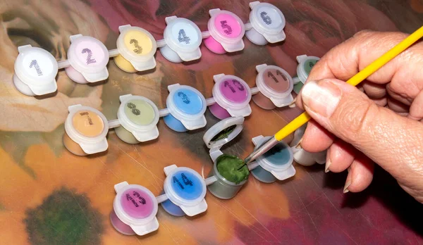 Acrylfarben Zum Malen Von Bildern Nach Zahlen Acrylfarben Werden Für — Stockfoto