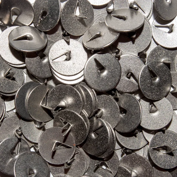 Botones Oficina Metal Fondo Botones Papelería Oficina —  Fotos de Stock
