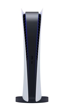 Beyaz arkaplan üzerinde vektör olarak yeni nesil oyun konsolu. Modern video oyunu konsol çizimi.