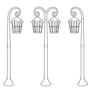 Bir direkte vektör içinde klasik sokak lambası. Sokak lambası yan görüş vektörü illüstrasyonu.