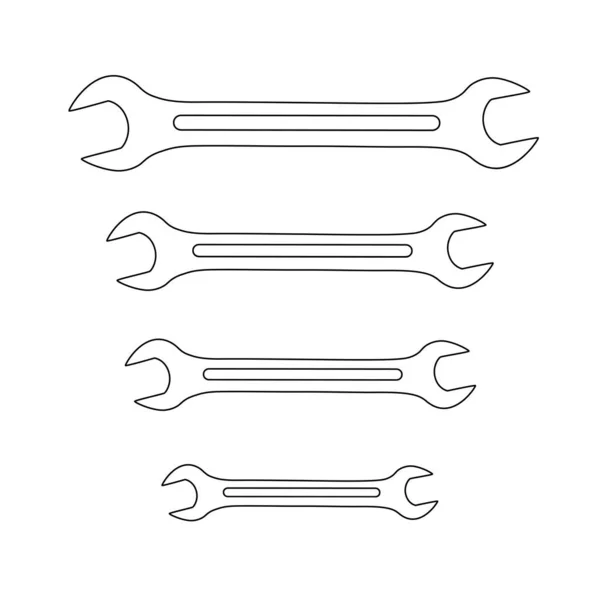 Set Black Spanners Mechanic Vector Spanners Logo Vector Illustration — Stock Vector