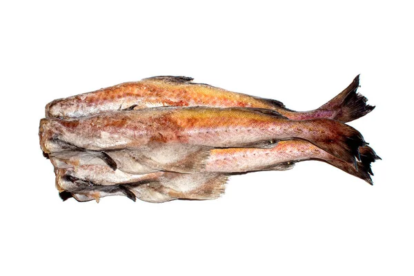 Raw Pollock Fisk Isolerad Vit Bakgrund Pollock Stomme Utan Huvud — Stockfoto