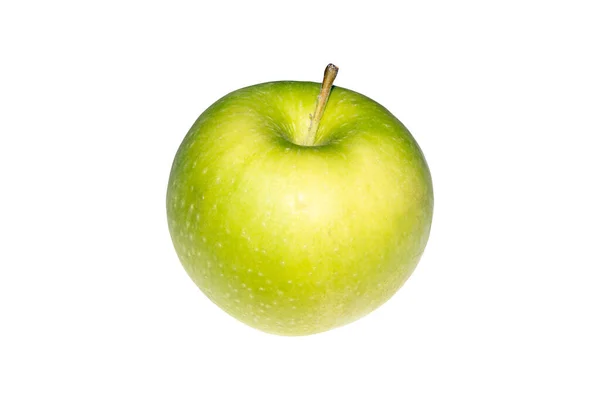 Een Gladde Groene Appel Een Witte Achtergrond Appel Groen Geïsoleerd — Stockfoto