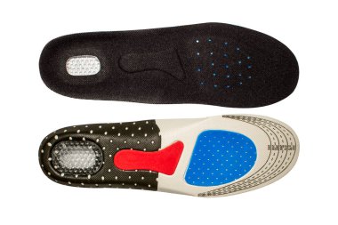 Ortopedik taban beyaz bir zemine izole edildi. Ortopedik spor tabanları..