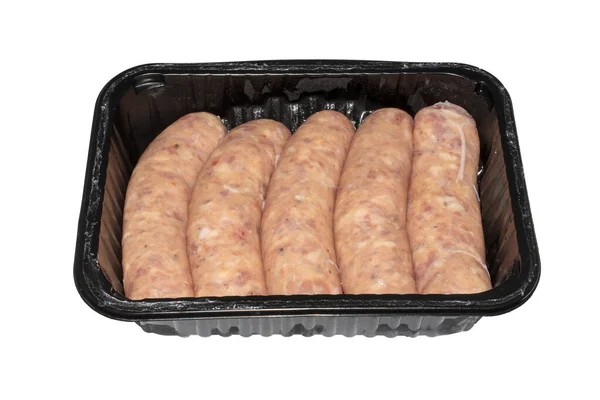 Las Salchichas Cerdo Son Producto Semielaborado Carne Picada Fondo Salchichas —  Fotos de Stock