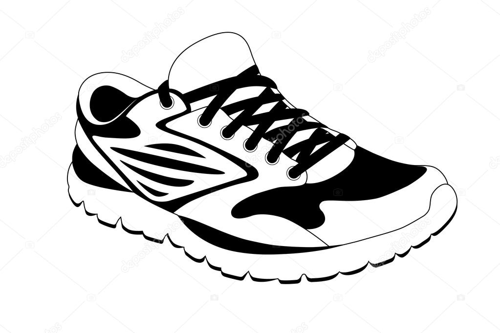 Brown athletic sneakers in vector form on a white background
