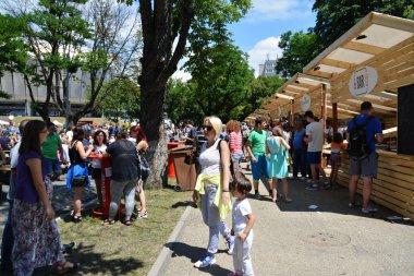 Central Park'a Cluj sokak gıda festival atıştıracak bir şeyler insanlar var.