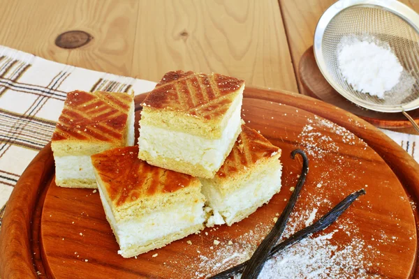 Cottage cheese cake bars dessert — Stock Photo, Image