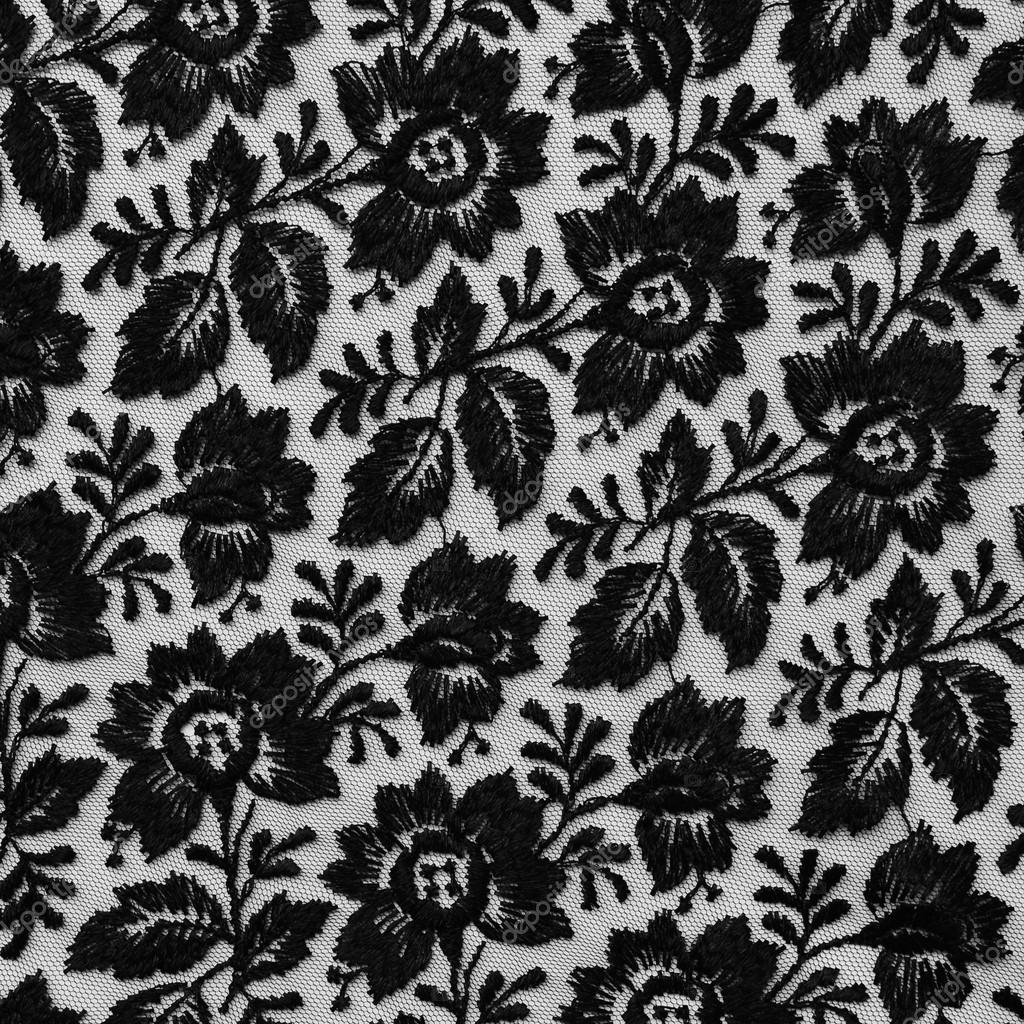 Black lace fabric with flowers Stock Photo by ©Whiteaster 53973041