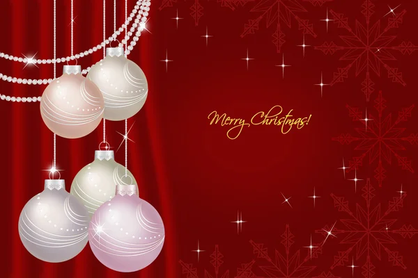 Cartão de Natal vermelho com bolas de Natal — Fotografia de Stock