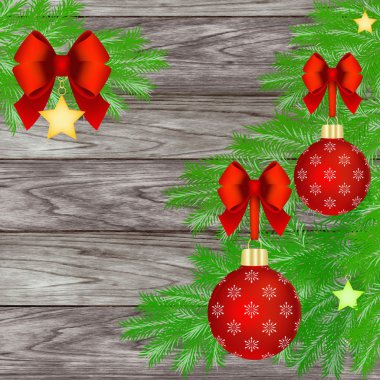 Noel süsler kırmızı yay ile