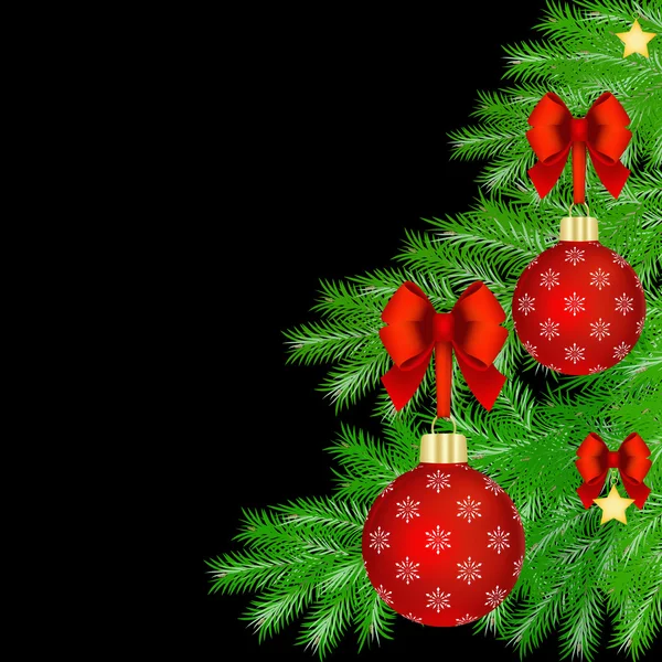 Noel kartı ile Noel ağacı süslemeleri — Stok fotoğraf