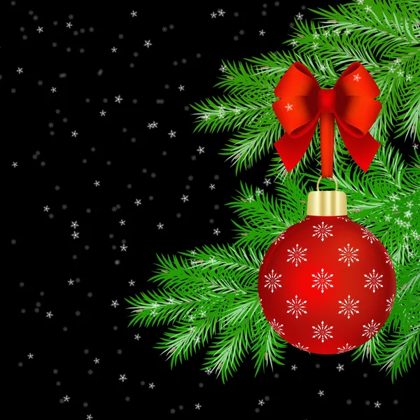 Červené vánoční ozdoby na stromeček jedle — Stock fotografie