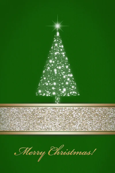 Arbre de Noël des étoiles sur vert — Photo