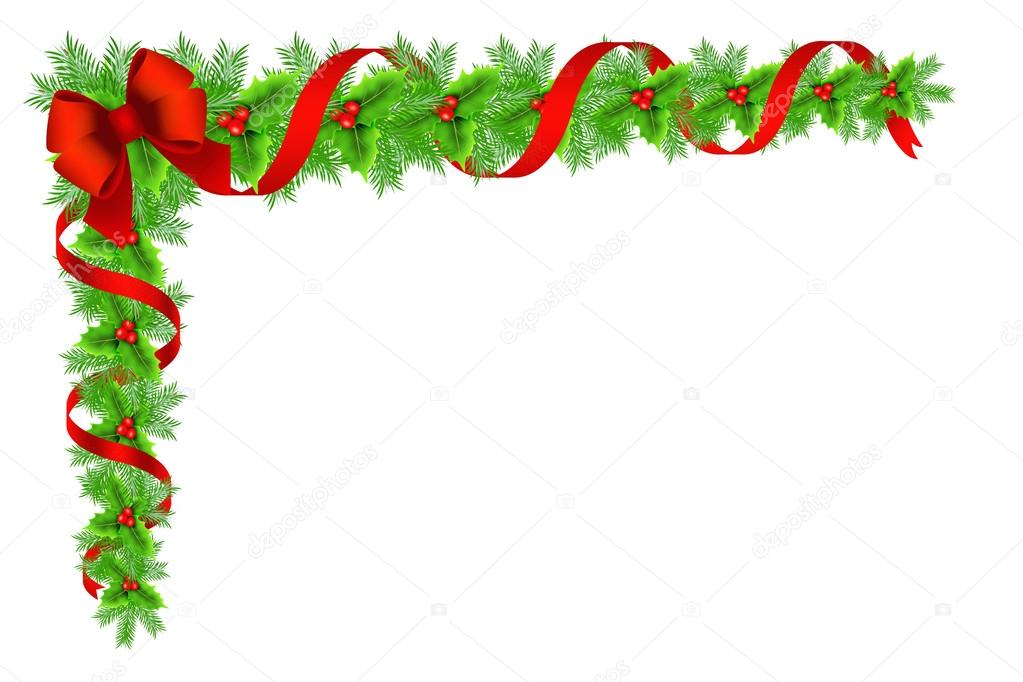 Christmas holly border decoration