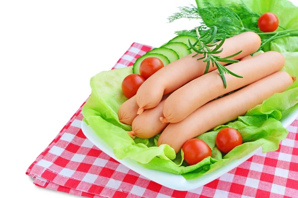 Sausages with vegetables — Stock Photo, Image