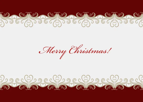 Red Christmas card with seamless swirly border — Stock Photo, Image