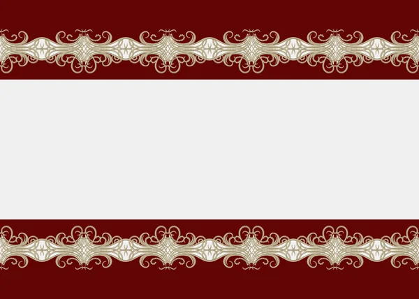 Red background border with seamless vintage swirly pattern — Stock Photo, Image