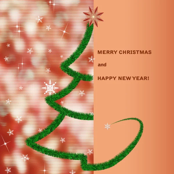 Christmas greeting card background with fir tree and Christmas l — Stock Photo, Image