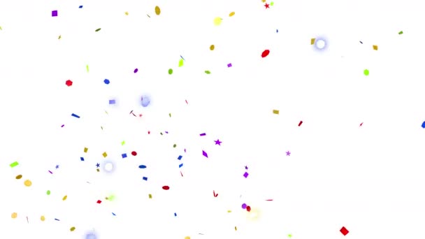 Confetti Party Popper Exploonsお祝いのためのマットブラックとホワイトとカラフルな3Dアニメーション 卒業1ソースキャノン — ストック動画