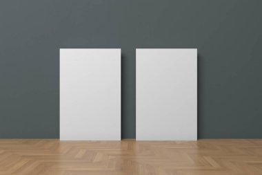 Boş Oda ve 2 Boş tuval 3B Şablon Yaratıcı Stüdyoları Duvar Boyama için modern parlak iç mekan