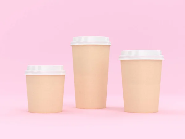 Coupe Carton Réutilisable Moderne Rendu Avec Fond Rose Pour Boissons — Photo