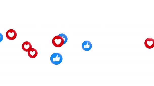 Love Heart Летают Слева Направо Анимация Социальных Сетей — стоковое видео