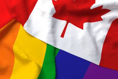 Kanada Ülke Bayrak Desteğine Saygı LGBT LGBTQ Transseksüel 3d Hazırlama