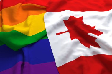 Kanada Ülke Bayrak Desteğine Saygı LGBT LGBTQ Transseksüel 3d Hazırlama