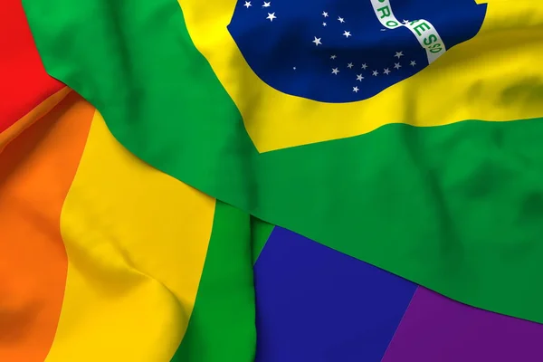 Brasil País Bandeira Apoio Respeito Lgbt Lgbtq Transgender Rendering — Fotografia de Stock