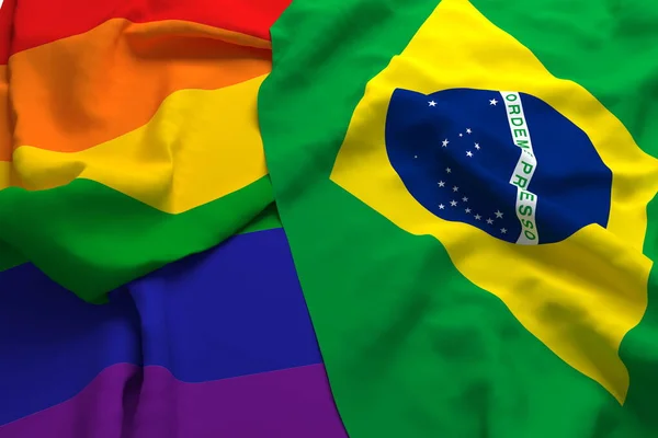 Brazílie Podpora Vlajek Země Respekt Lgbt Lgbtq Transgender Renderování — Stock fotografie