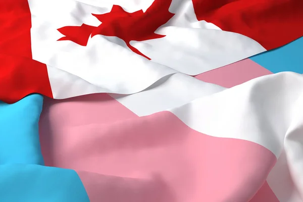 加拿大国旗支持尊重Lgbt Lgbtq跨性别3D渲染 — 图库照片