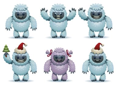 Set of Cute Yetis clipart