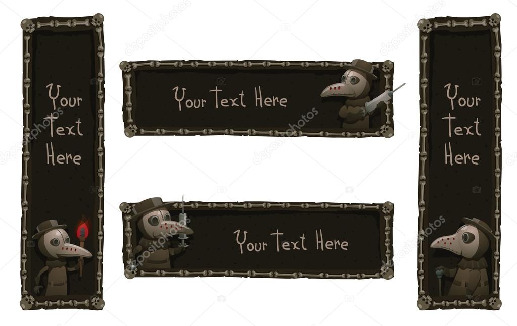 Set of banners with Plague doctors