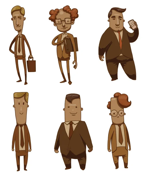Set of funny different businessmen — Stock Vector