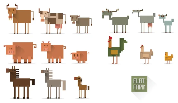 Animals from farm with families — Stock Vector