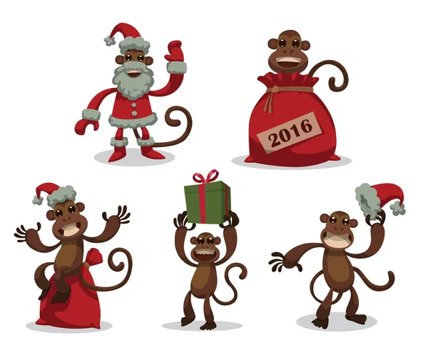 Набір новорічних мавп — стоковий вектор