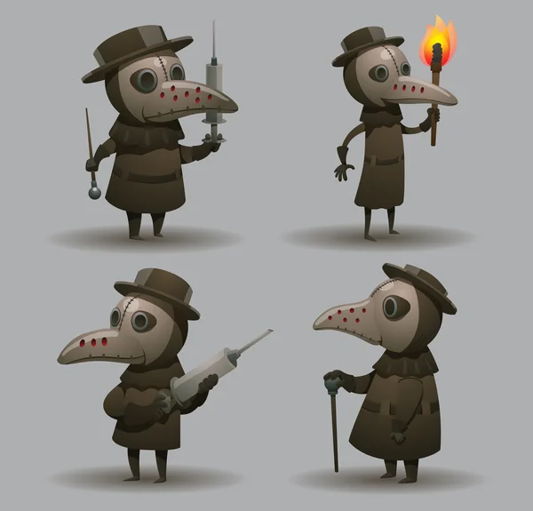 Set of Plague doctors — Stock Vector