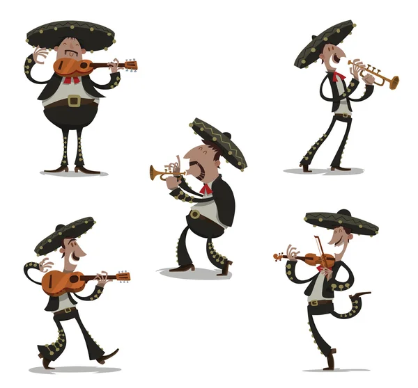 Conjunto de Mariachis, colorido — Vetor de Stock