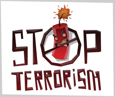 Terörü durdurun, şeytani bombayla büyük yuvarlak amblem