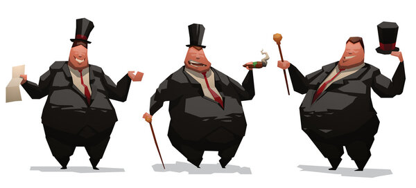 Set of fat businessmen